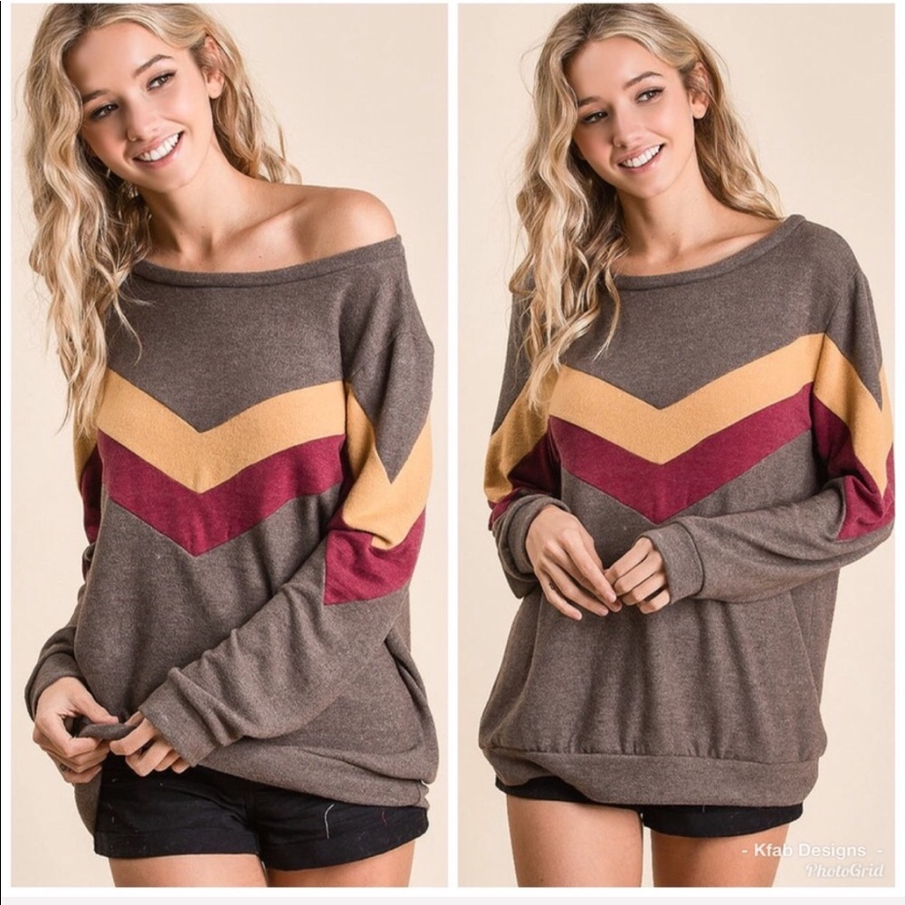 ❤️LAST! Soft Brushed Fabric Wide Neck Chevron Top! - Picture 7 of 8
